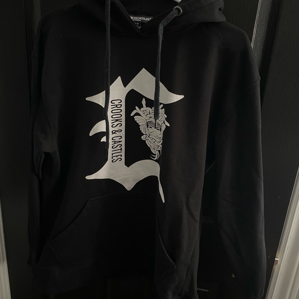 Crooks & Castles Black Hoodie with White Graphic